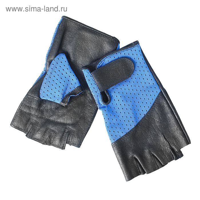 Перчатки женские, модель №670у, материал - свинья/сетка, без подклада, р-р 19, чёрный/синий - Фото 1