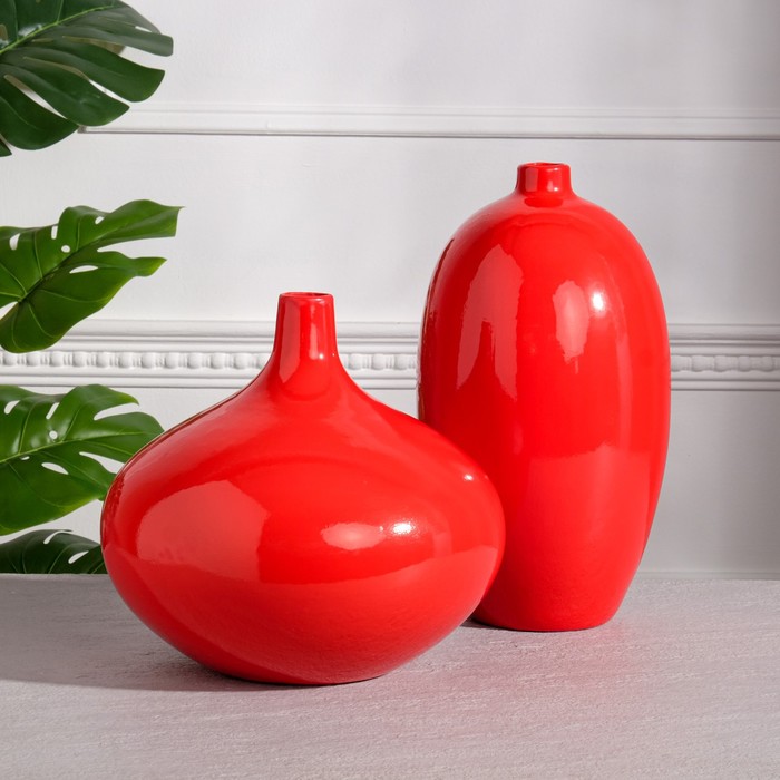 Набор ваз керамических "Фантазия", цвет красный, 33/25 см - Фото 1