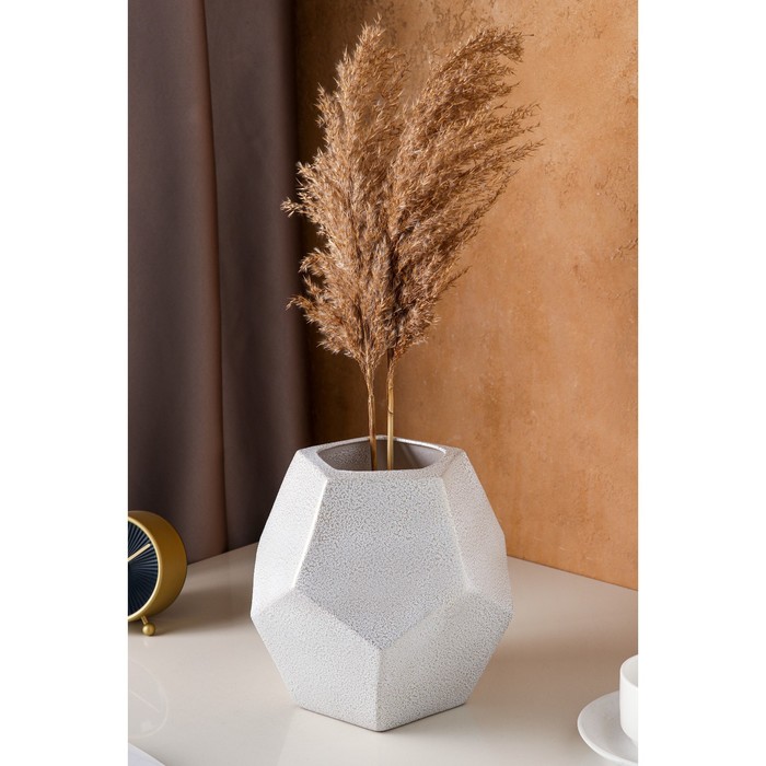 Ваза для цветов Керамика ручной работы «Грань», настольная, 21 см, перламутровая - Фото 1