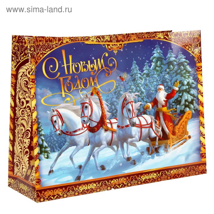 Пакет ламинированный XL «Тройка», 61 × 46 × 20 см - Фото 1