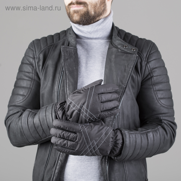Перчатки мужские, подклад - искусственный мех, р-р 22, цвет чёрный - Фото 1