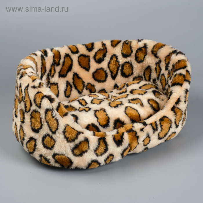 Лежанка овальная меховая, 38 х 25 х 14 см микс цветов - Фото 1