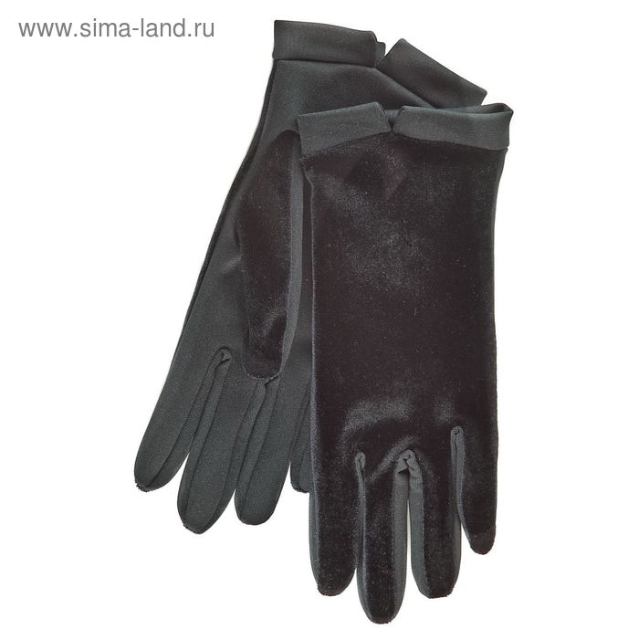 Перчатки женские, модель №1108б, материал - трикотаж, без подклада, р-р 17, чёрные - Фото 1