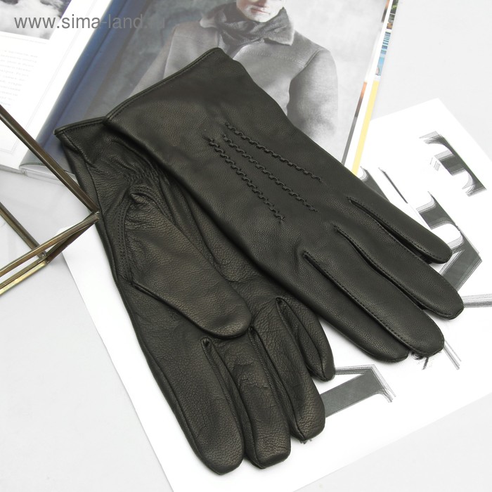 Перчатки мужские, материал - козлина, подклад - полушерстяной, размер 25, цвет чёрный - Фото 1