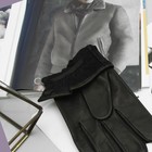 Перчатки мужские, материал - кожа козы, без подклада, р-р 20, цвет чёрный - Фото 4