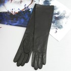 Перчатки женские, материал - кожа козлёнка, без подклада, р-р 19, цвет чёрный - Фото 1