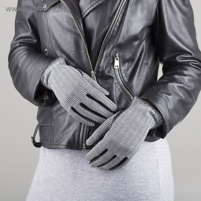 Перчатки женские, модель №51-х, материал - козлина/трикотаж, без подклада, р-р 17, чёрные - Фото 1