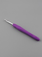 Крючок для вязания, с силиконовой ручкой, d=5 мм, 14 см, фиолетовый - Фото 2