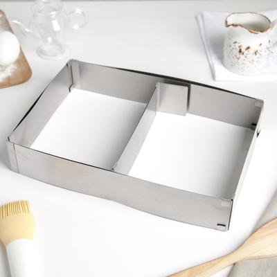 Форма для выкладки и выпечки с регулировкой размера, 18.5×28 - 34×54 см, h=5 см, серебристая