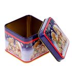 Шкатулка металл новогодняя квадрат "Мишки на снегу" 6х7,5х7,5 см - Фото 2