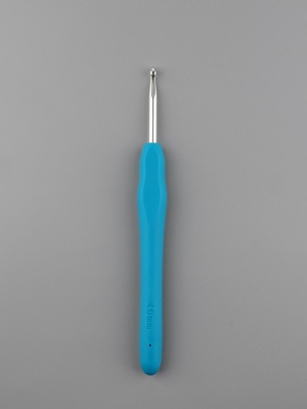 Крючок для вязания, с силиконовой ручкой, d=4 мм, 14 см, голубой (комплект 4 шт)