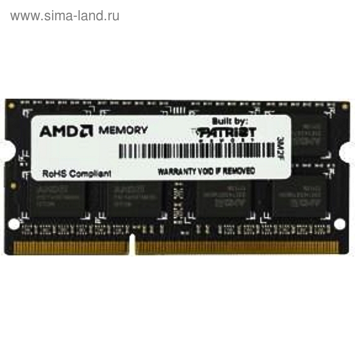 Память DDR3 2Gb 1600MHz AMD R532G1601S1S-UO OEM PC3-12800 CL11 SO-DIMM 204-pin 1.5В - Фото 1