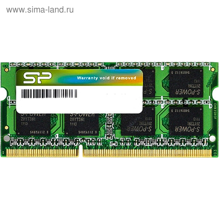 Память DDR3 8Gb 1600MHz Silicon Power SP008GBSTU160N02 RTL PC3-12800 CL11 SO-DIMM 204-pin - Фото 1