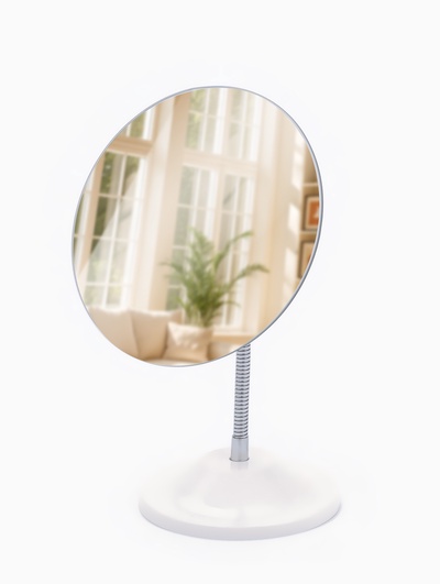 Зеркало настольное, круглое, на гибкой ножке, 15×18 см, (d=15 см)