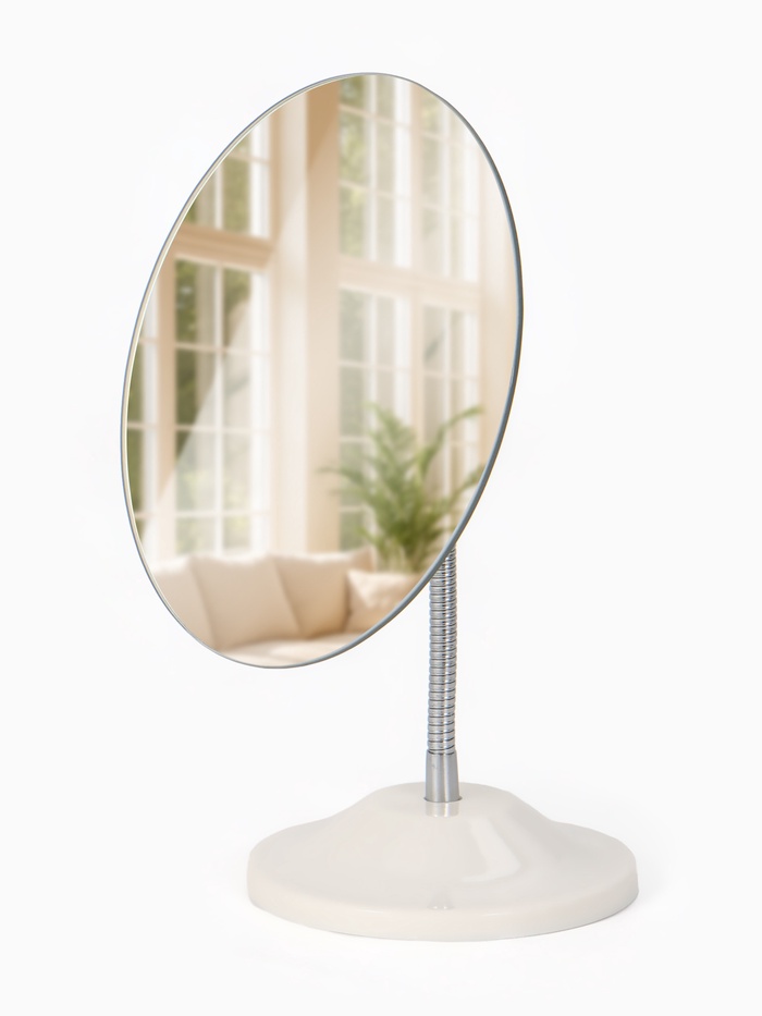 Зеркало настольное, овальное, на гибкой ножке, 16.5×23/28 см, (13.5×16.5 см)