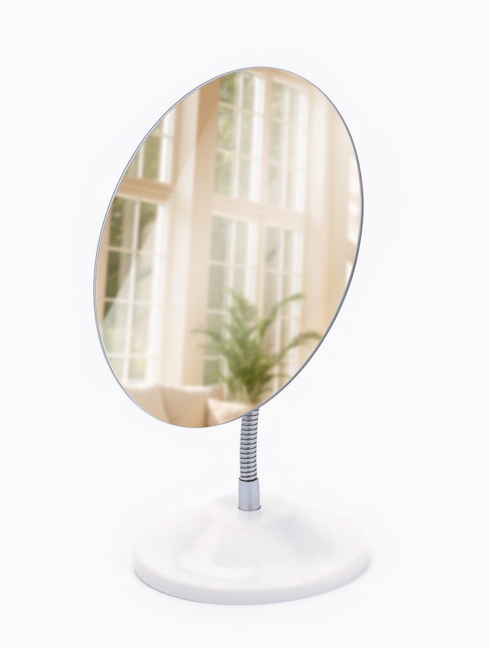 Зеркало настольное, на гибкой ножке, 13.5×27 см, (13.5×16.2 см), белое
