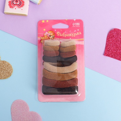 Резинка для волос «Махрушка ассорти», набор 12 шт., шоколад