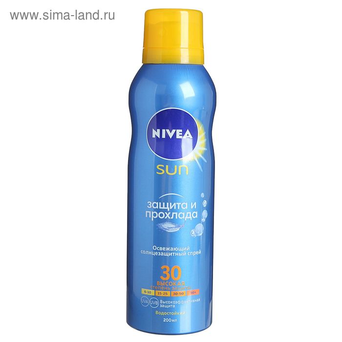 Аэрозоль солнцезащитный Nivea SUN "Защита и прохлада", SPF 30, освежающий, 200 мл - Фото 1