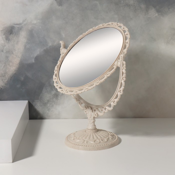 Зеркало настольное «Круг», двустороннее, с увеличением, d зеркальной поверхности 12,5 см, цвет бежевый - фото 1899494781