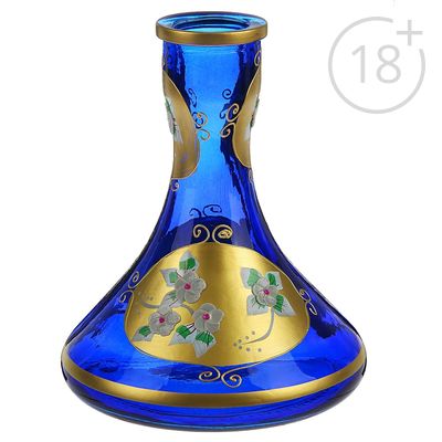 Колба для кальяна Flowers, разъём 4,5 см, h=24 см, синяя