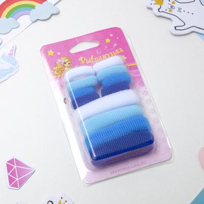 Резинка для волос «Махрушка ассорти», набор 12 шт., бело-голубая