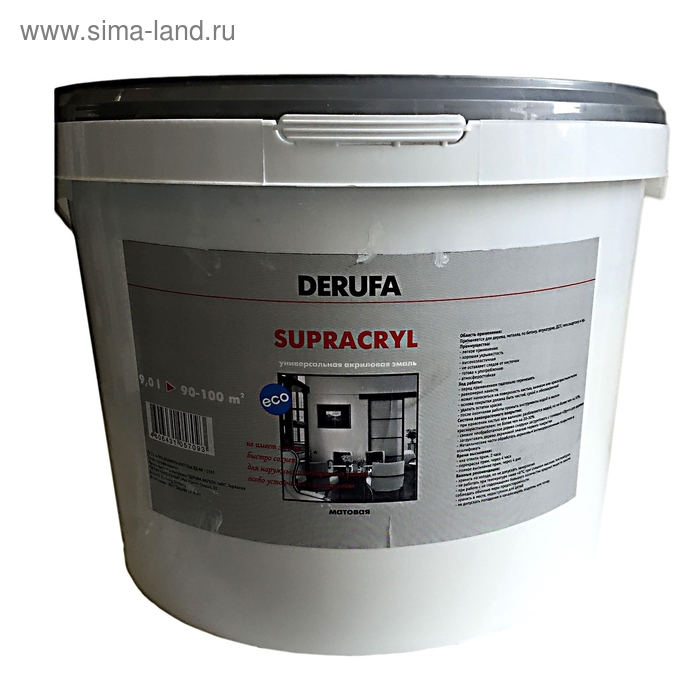 Универсальная акриловая эмаль Supracryl, шелковисто-матовая, 9 л (11 кг) - Фото 1