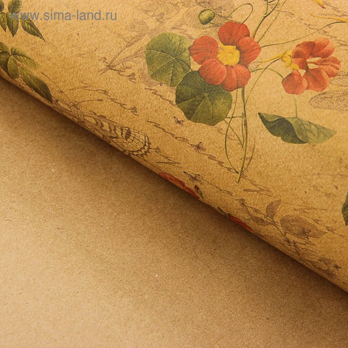 Бумага упаковочная крафт "Бабочки ретро крафт", 70 х 100 см набор 10 листов - Фото 1