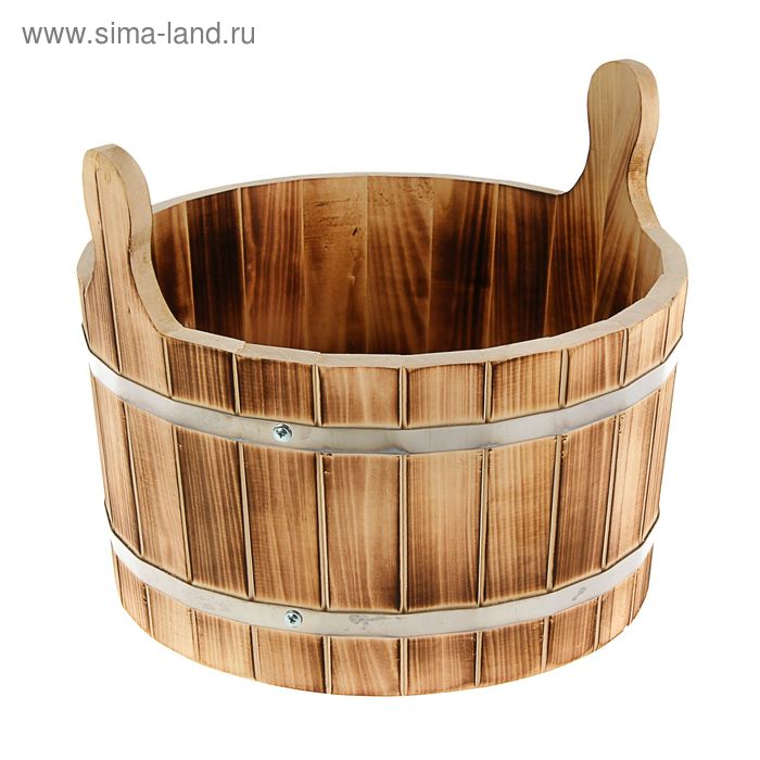 Шайка из липы круглая, 15л, нержавеющий обруч, Термо, "Добропаровъ" - Фото 1