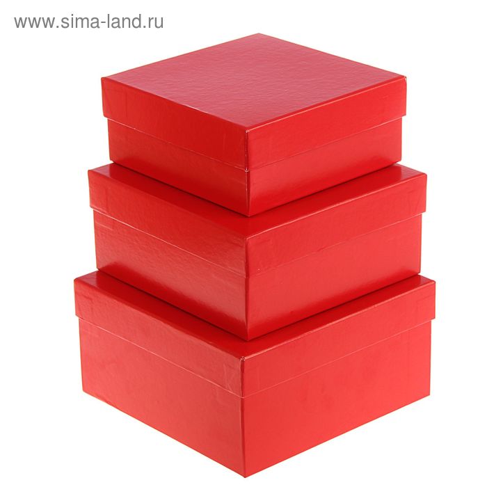 Набор коробок 3 в 1 "Бордовый однотонный" - Фото 1