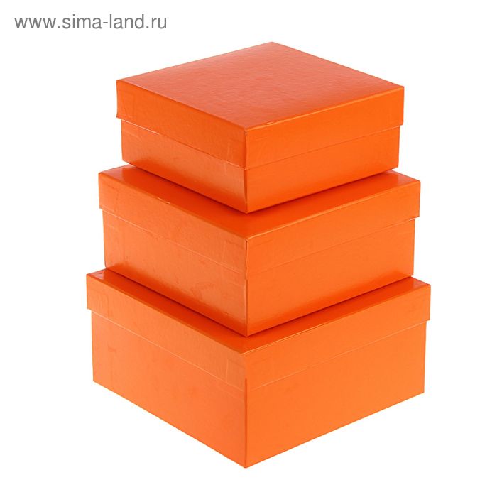 Набор коробок 3 в 1 "Оранжевый однотонный", 19 х 19 х 9,5 - 15,5 х 15,5 х 6,5 см - Фото 1