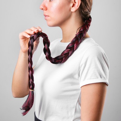 Коса на резинке «Баклажан», длина 70 см