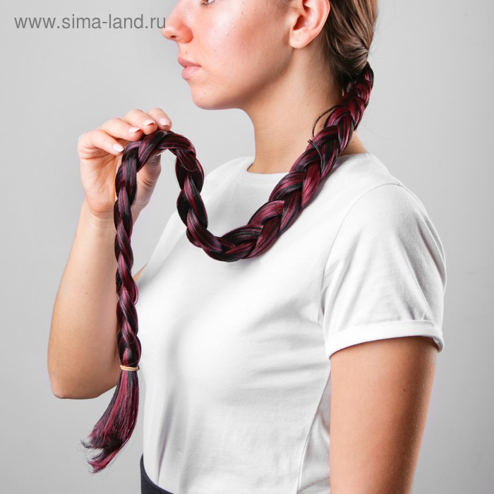 Коса на резинке «Баклажан», длина 70 см - Фото 1