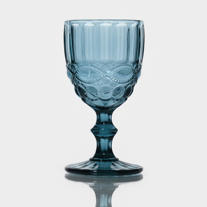 Набор бокалов из стекла Magistro «Ла-Манш», 250 мл, 9×17 см, 6 шт, цвет синий - фото 1927279941