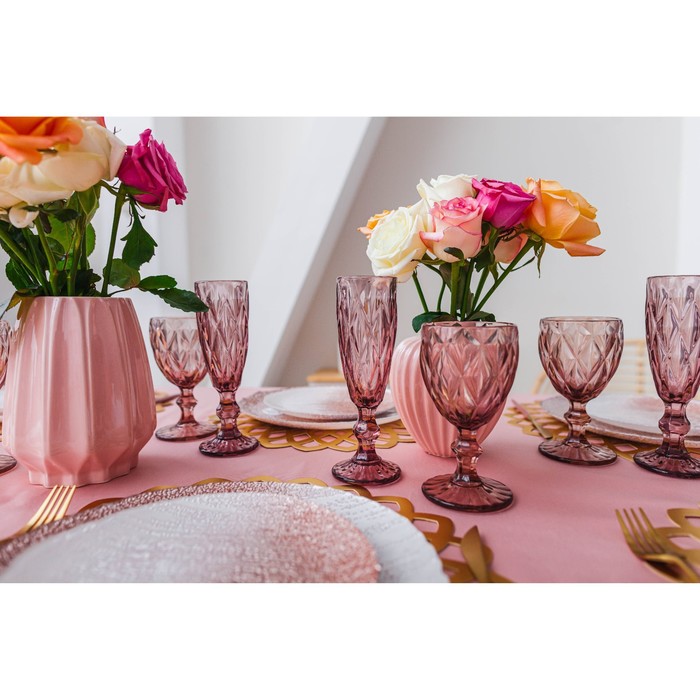 Набор бокалов из стекла Magistro «Круиз», 250 мл, 8×15,3 см, 6 шт, цвет розовый - фото 1908275169