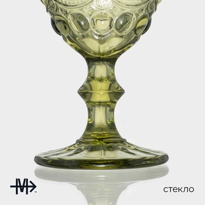 Бокалы для вина Magistro «Ла-Манш», 250 мл, 9×15.2 см, набор 6 шт., стекло, зелёные