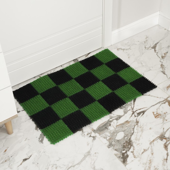 Покрытие ковровое щетинистое «Травка», 54×81 см, цвет чёрно-зелёный - Фото 1