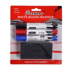 Набор маркеров для доски, 3 цвета, 3 мм, с губкой, блистер - Фото 5