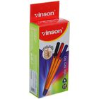 Ручка шариковая 0.5 мм, Vinson, корпус треугольный жёлтый с синим колпачком, стержень масляный синий - Фото 2