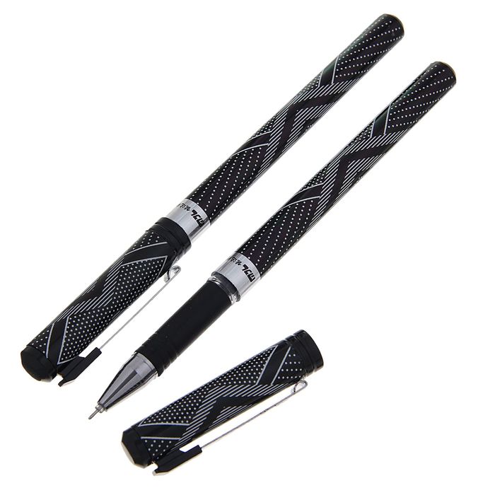 Ручка гелевая, 0.5 мм, чёрный, корпус серебристый с рисунком