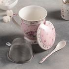 Кружка заварочная 350 мл «Рондо» с крышкой, ситом и ложкой, цвет розовый - Фото 2