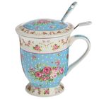 Кружка заварочная 350 мл «Рондо» с крышкой, ситом и ложкой, цвет голубой - Фото 1