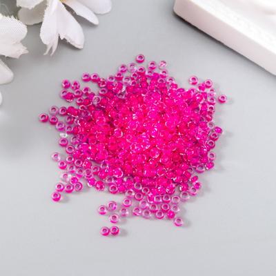 Бисер круглый размер 12/0 прозрачный, ярко-розовый, 20 г
