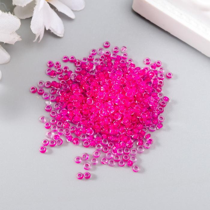 Бисер круглый размер 12/0 прозрачный, ярко-розовый, 20 г - Фото 1