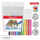 Фломастеры 12 цветов ErichKrause Easy Washable, 1-2 мм, европодвес, ультраяркие цвета, МИКС - Фото 1