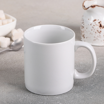 Кружка Дулевский фарфор «Европейский», 300 мл, d=8.3 см, белая