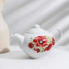 Сервиз чайный Дулевский фарфор «Дачный. Маки», 14 предметов: чашки 6 шт., блюдце 6 шт., чайник, сахарница, белый - Фото 2