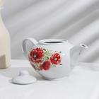 Сервиз чайный Дулевский фарфор «Дачный. Маки», 14 предметов: чашки 6 шт., блюдце 6 шт., чайник, сахарница, белый - Фото 3