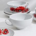 Сервиз чайный Дулевский фарфор «Дачный. Маки», 14 предметов: чашки 6 шт., блюдце 6 шт., чайник, сахарница, белый - Фото 7
