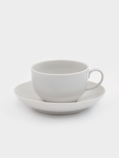 Чайная пара Дулевский фарфор «Янтарь», 2 предмета: чашка d=210 мл, блюдце d=14 см, белая