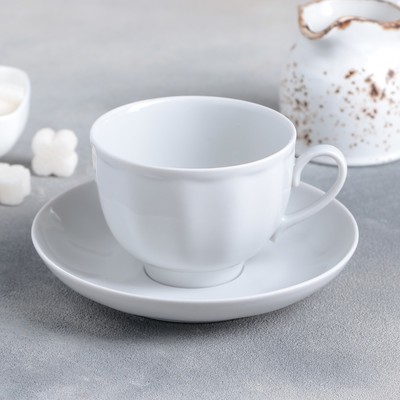 Чайная пара «Гранатовый», 250 мл, чашка d=9.2 см, блюдце d=15 см, фарфор, белая